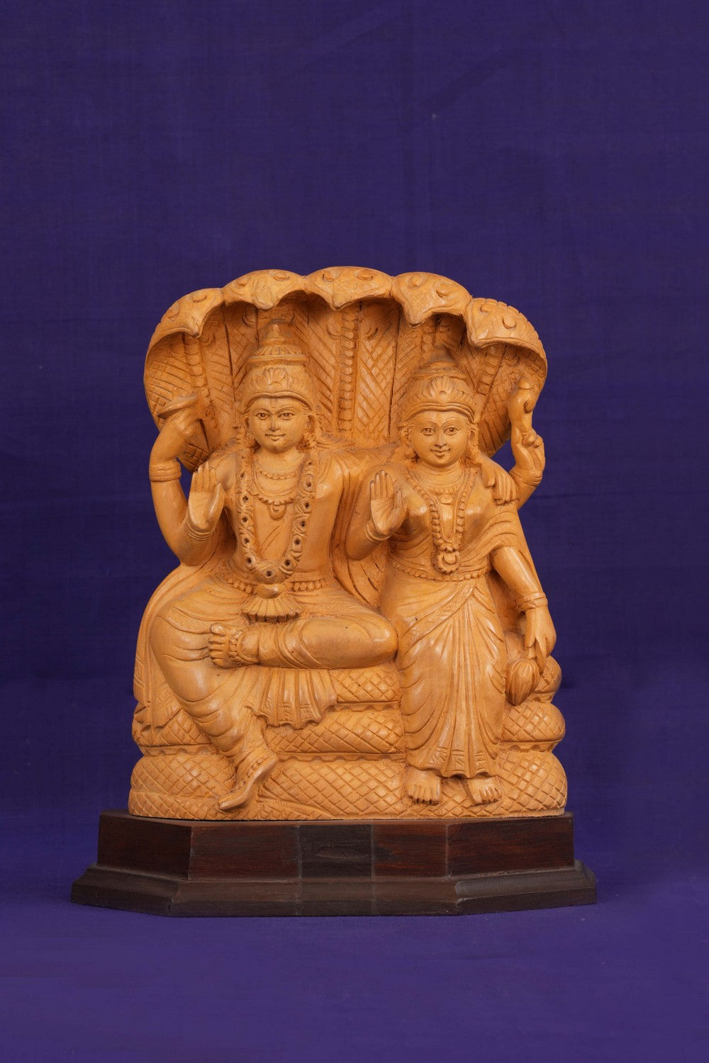 Image of Cedar Wood Carving Lakshmi/Narayana Statue